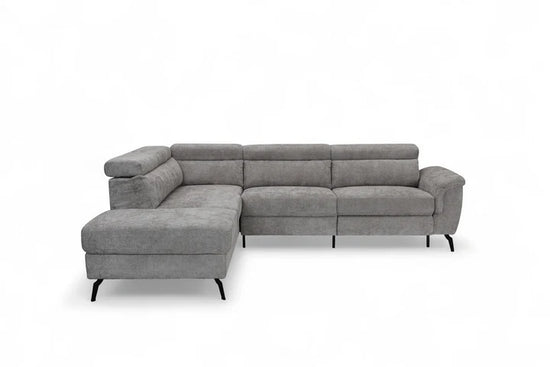 Woven Chenille Grey Left Hand Facing Reclining Corner Sofa with Storage TRIONFO