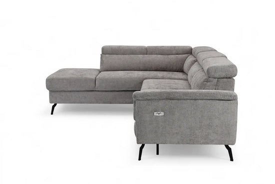 Woven Chenille Grey Left Hand Facing Reclining Corner Sofa with Storage TRIONFO