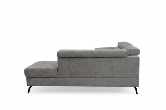 Woven Chenille Grey Right Hand Facing Reclining Corner Sofa with Storage TRIONFO