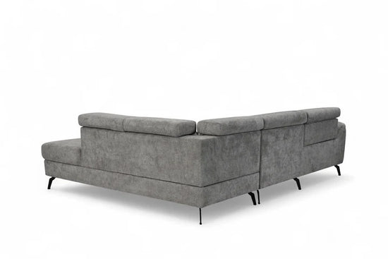 Woven Chenille Grey Right Hand Facing Reclining Corner Sofa with Storage TRIONFO