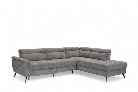 Woven Chenille Grey Right Hand Facing Reclining Corner Sofa with Storage TRIONFO