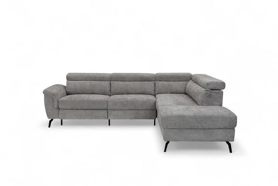 Woven Chenille Grey Right Hand Facing Reclining Corner Sofa with Storage TRIONFO