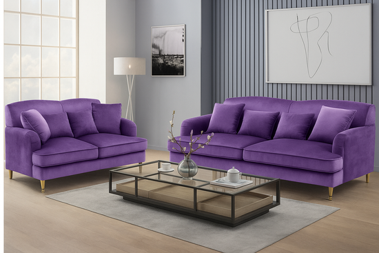 Velvet Purple 3 + 2 Seater Sofa Set STILE