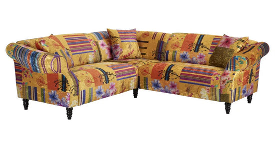Fabric Gold Patchwork 2c2 Seater Corner Sofa AVICI GRIDA