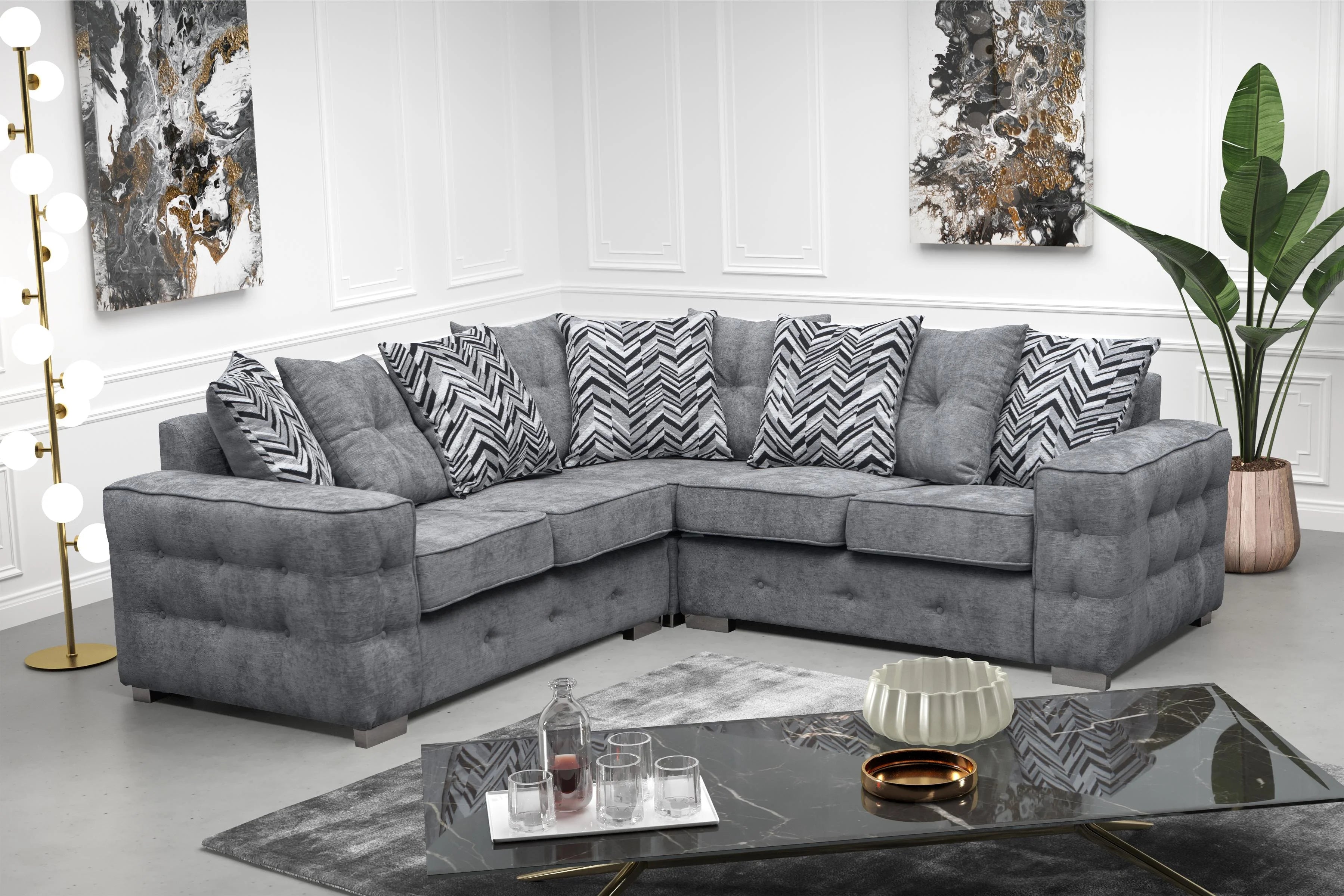 Grey Fabric  Corner Sofa  LISBON Sofas
