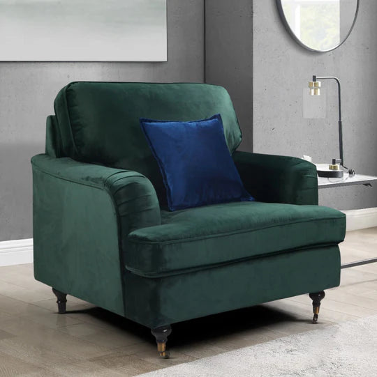 Velvet Bottle Green 1 Seater Bella Sofa ASBURY