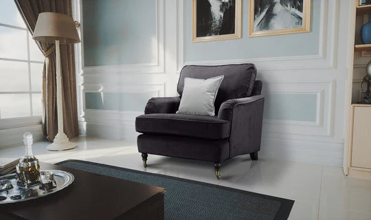 Velvet Dark Grey 1 Seater Bella Sofa ASBURY