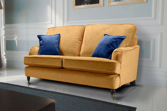 Velvet Mustard Gold 2 Seater Bella Sofa ASBURY