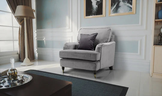Velvet Grey 1 Seater Bella Sofa ASBURY