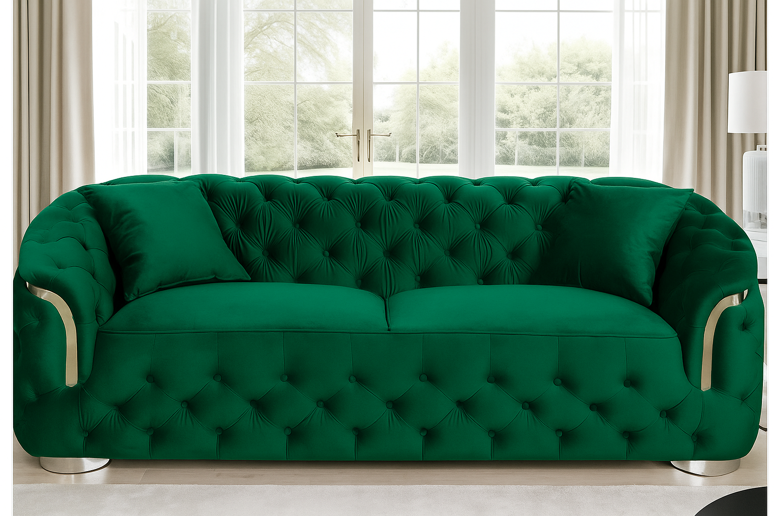 Velvet Emerald Green 3 Seater Sofa PRATO