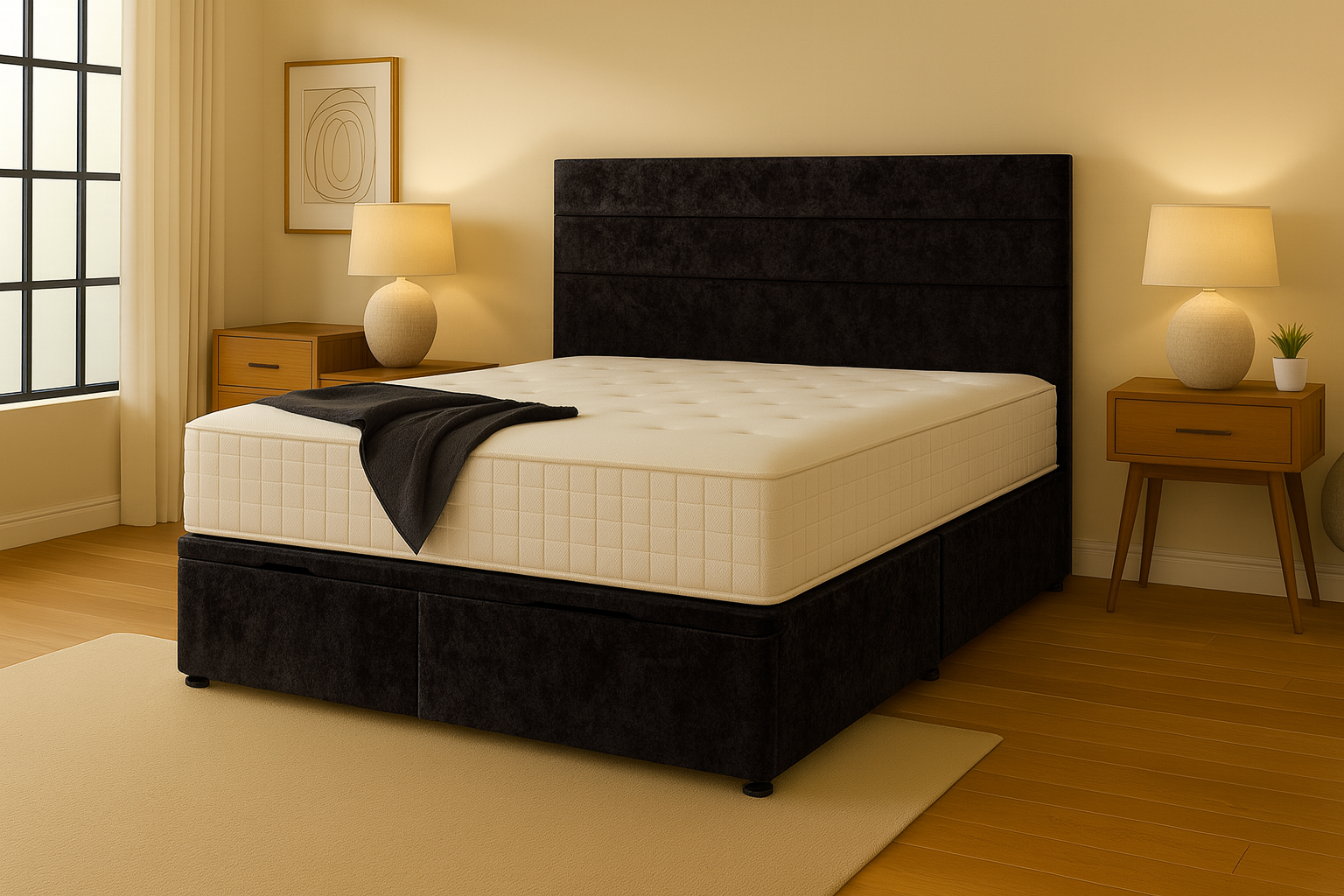 black crushed velvet bed