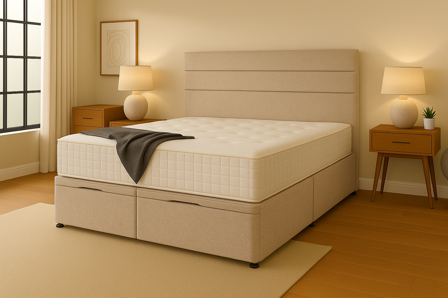 cream chenile bed