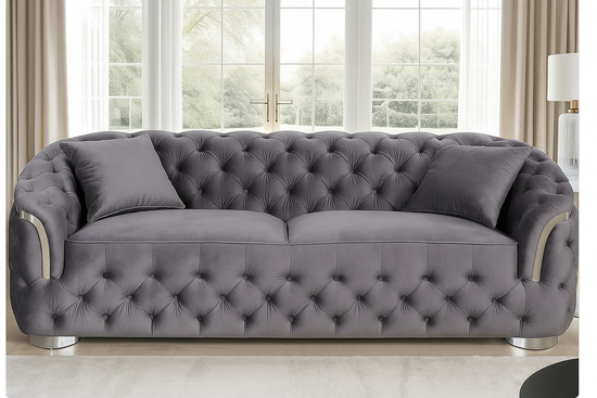 Velvet Dark Grey 3 Seater Sofa PRATO