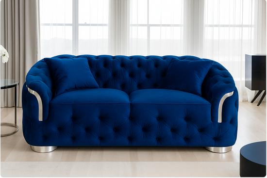 Velvet Blue 2 Seater Sofa PRATO