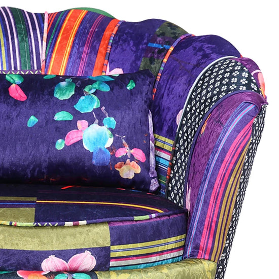 Fabric Patchwork 1 Seater Accent Sofa MARGHERITA