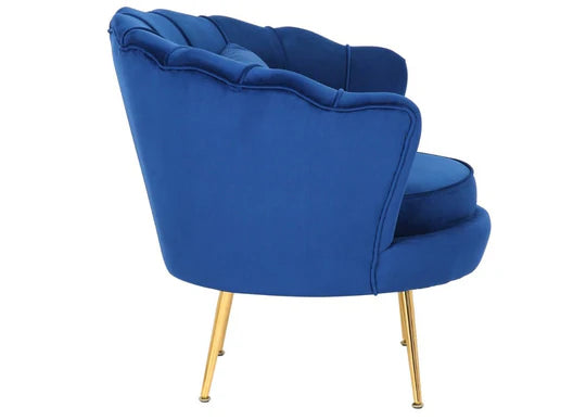 Velvet Blue 2 + 1 Seat Accent Loveseat Sofa Set MARGHERITA