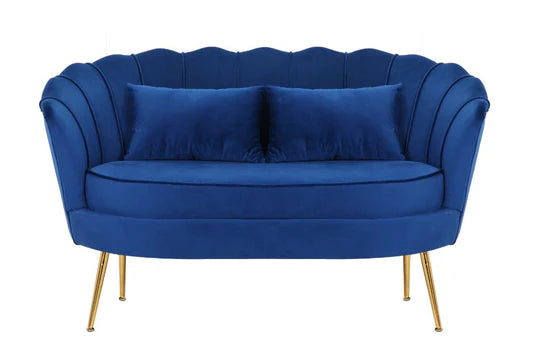Velvet Blue 2 + 1 Seat Accent Loveseat Sofa Set MARGHERITA