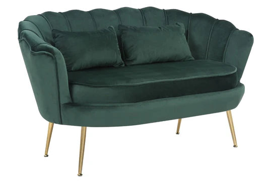 Velvet Bottle Green 2 + 1 Seat Accent Loveseat Sofa Set MARGHERITA