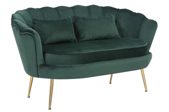 Velvet Bottle Green 2 Seater Accent Loveseat Sofa MARGHERITA