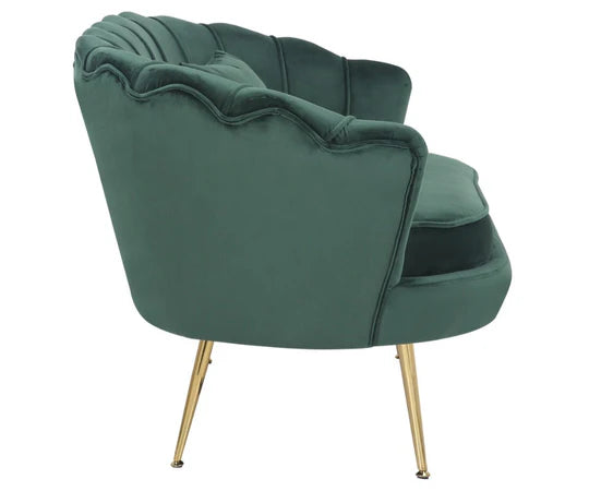 Velvet Bottle Green 2 Seater Accent Loveseat Sofa MARGHERITA