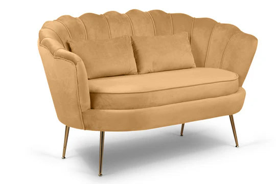 Velvet Gold 2 + 1 Seat Accent Loveseat Sofa Set MARGHERITA