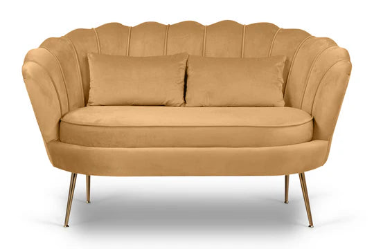Velvet Gold 2 + 1 Seat Accent Loveseat Sofa Set MARGHERITA