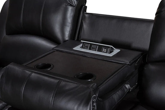 Faux Leather Black 3 + 2 + 1 Seater Manual Recliner Sofa Set SETTEE