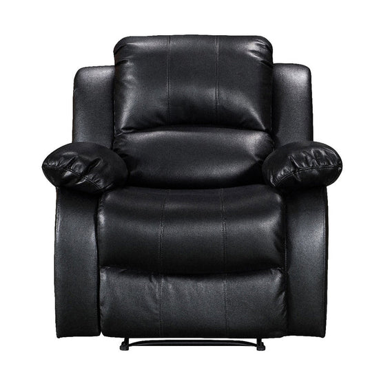 Faux Leather Black 3 + 2 + 1 Seater Manual Recliner Sofa Set SETTEE