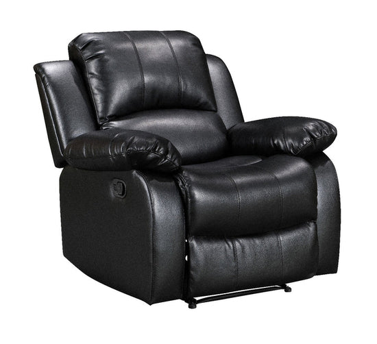 Faux Leather Black 3 + 1 Seater Manual Recliner Sofa Set SETTEE