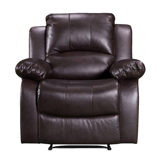Faux Leather Brown 3 + 1 Seater Manual Recliner Sofa Set SETTEE