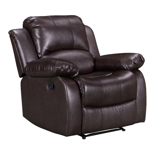 Faux Leather Brown 3 + 1 Seater Manual Recliner Sofa Set SETTEE