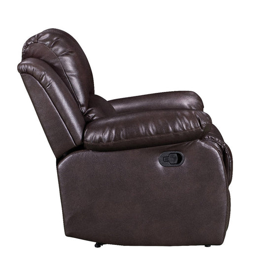Faux Leather Brown 3 + 1 + 1 Seater Manual Recliner Sofa Set SETTEE