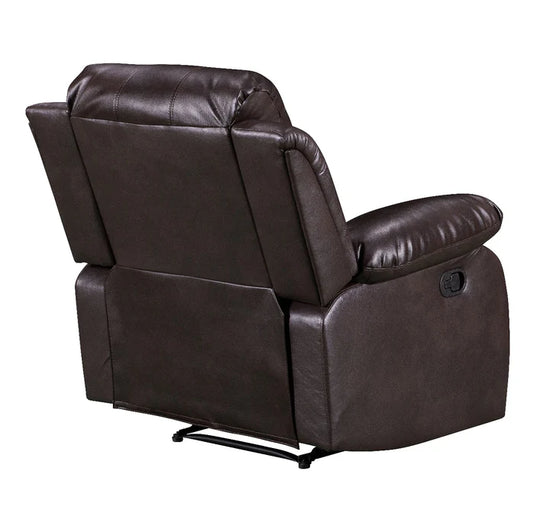 Faux Leather Brown 3 + 1 + 1 Seater Manual Recliner Sofa Set SETTEE