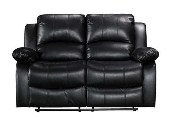 Faux Leather Black 2 Seater Manual Recliner Sofa SETTEE