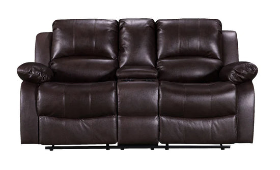 Faux Leather Brown 3 + 2 Seater Manual Recliner Sofa Set SETTEE