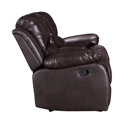 Faux Leather Brown 3 + 2 Seater Manual Recliner Sofa Set SETTEE