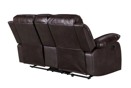 Faux Leather Brown 3 + 2 Seater Manual Recliner Sofa Set SETTEE