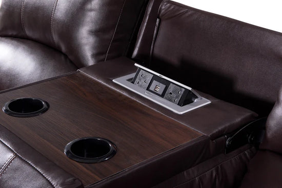 Faux Leather Brown 2C2 Manual Recliner Corner Sofa SETTEE