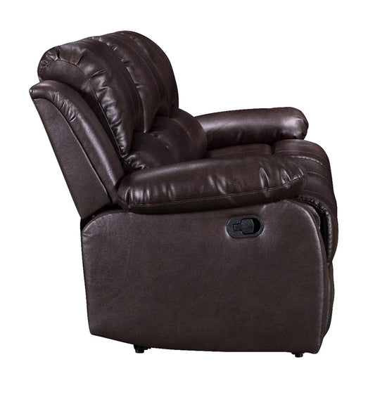 Faux Leather Brown 3 + 2 Seater Manual Recliner Sofa Set SETTEE