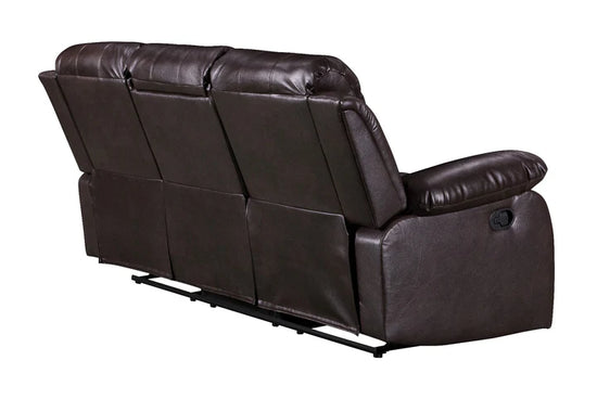 Faux Leather Brown 3 + 2 Seater Manual Recliner Sofa Set SETTEE