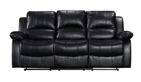 Faux Leather Black 3 + 1 + 1 Seater Manual Recliner Sofa Set SETTEE