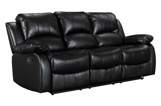 Faux Leather Black 3 + 1 Seater Manual Recliner Sofa Set SETTEE