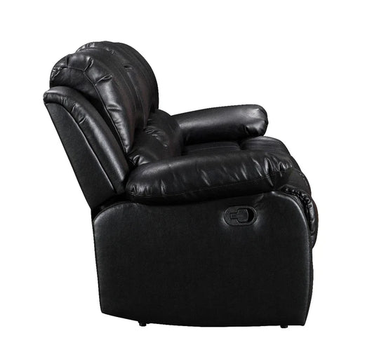 Faux Leather Black 3 + 1 + 1 Seater Manual Recliner Sofa Set SETTEE