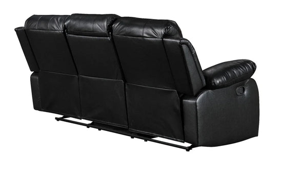 Faux Leather Black 3 + 1 Seater Manual Recliner Sofa Set SETTEE