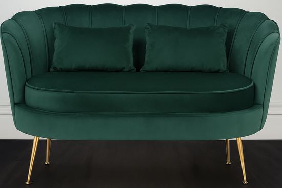 Velvet Bottle Green 2 Seater Accent Loveseat Sofa MARGHERITA