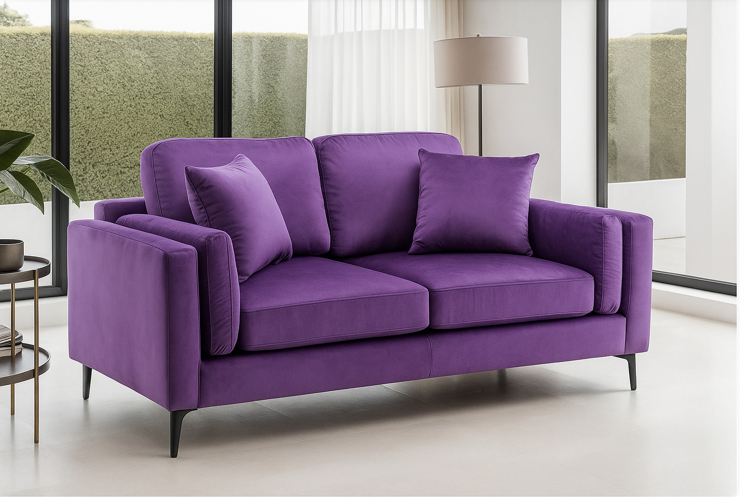 Velvet Purple 2 Seater Sofa QUARTIERE