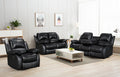 Faux Leather Black 3 + 2 + 1 Seater Manual Recliner Sofa Set SETTEE