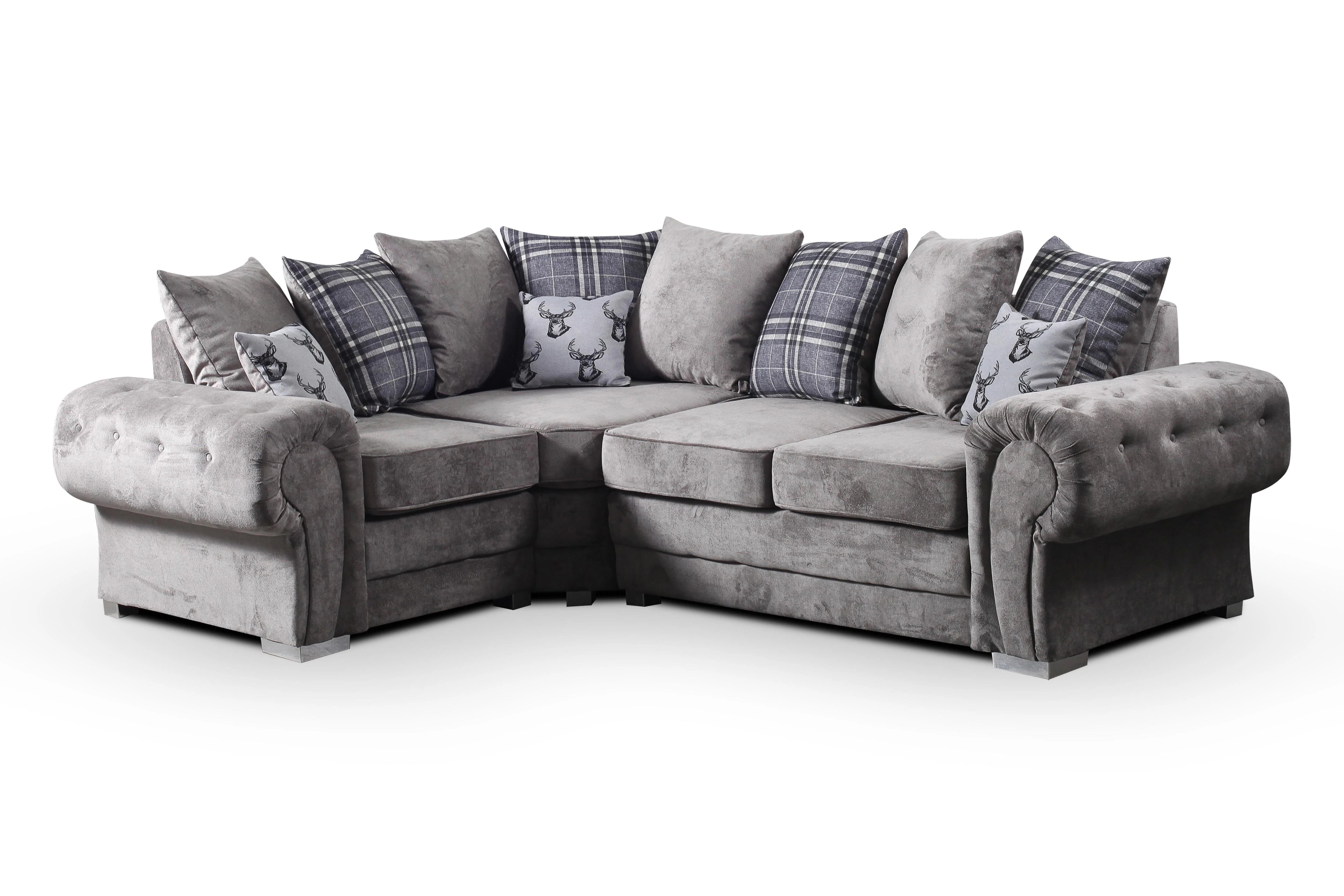 Grey  sliver Fabric Corner sofa VERONA Sofas