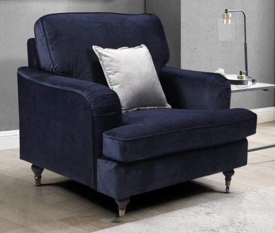 Velvet Navy Blue 1 Seater Bella Sofa ASBURY
