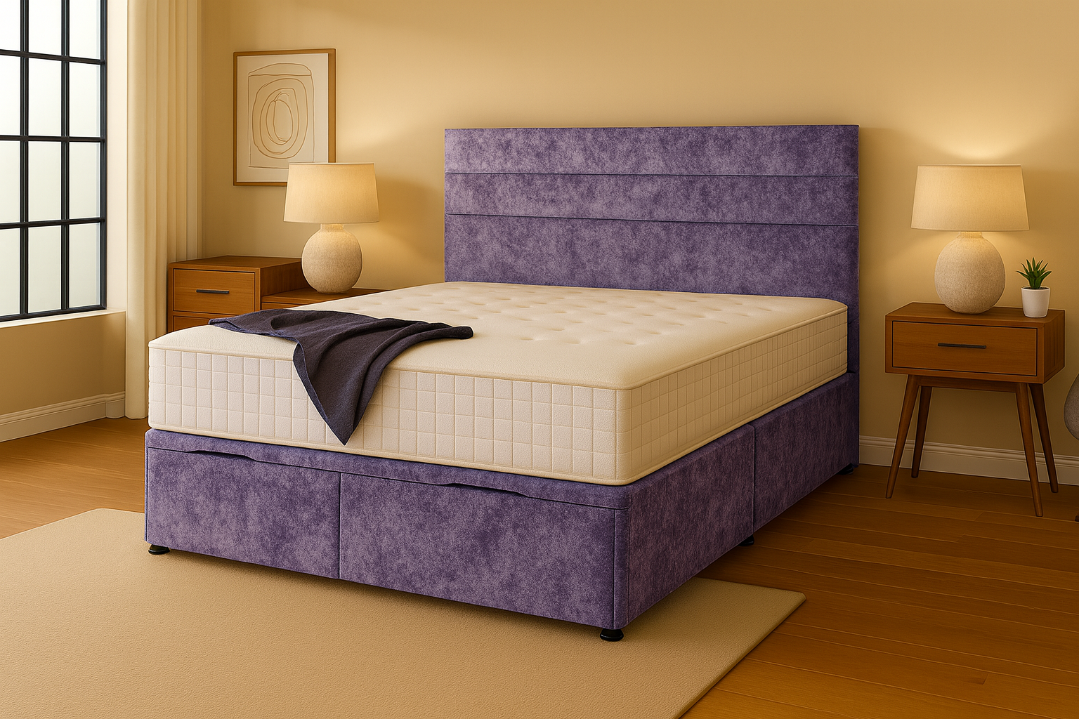 purple crushed velvet bed